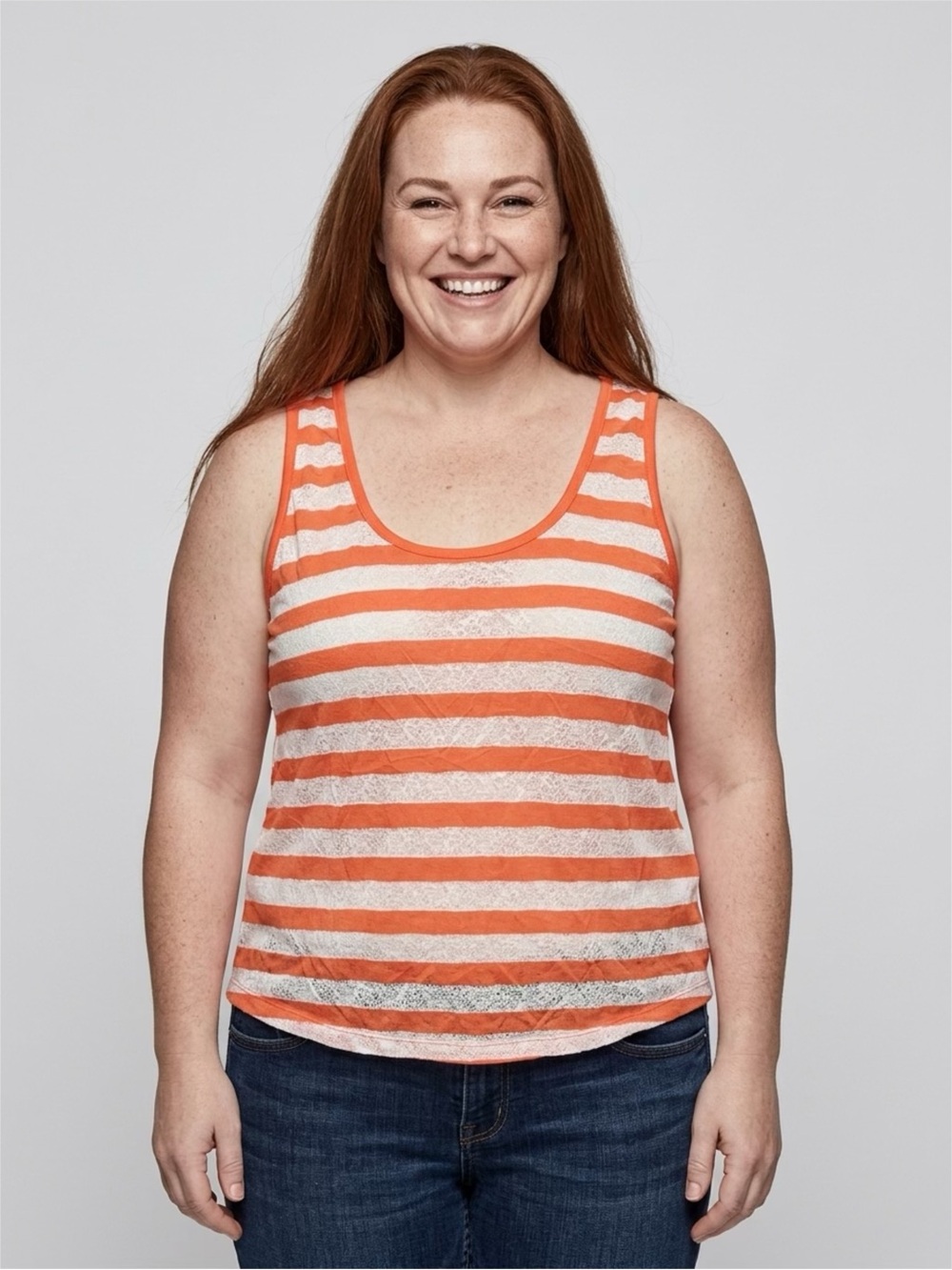 Bobbie Brooks Women's Orange and White Striped Tank Top